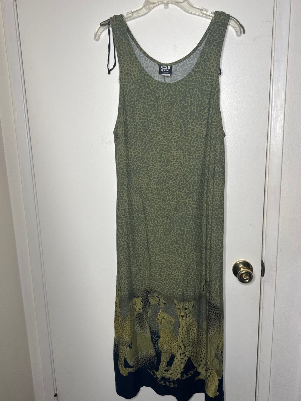 Vintage cheetah animal dress by DJ&Co sz 12 earth green